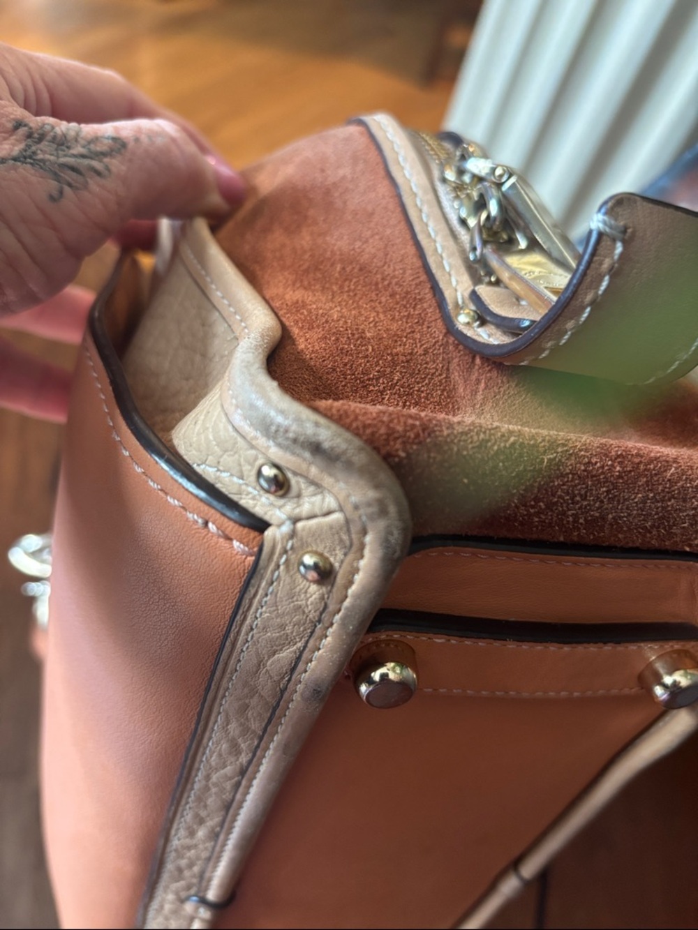 Coach Colorblock Mixed Leather Dreamer 28 Satchel - Style 31633 - Picture 8 of 14